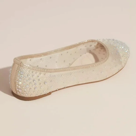 Nude Crystal Embellished Ballet Flats - Picture 3 of 4